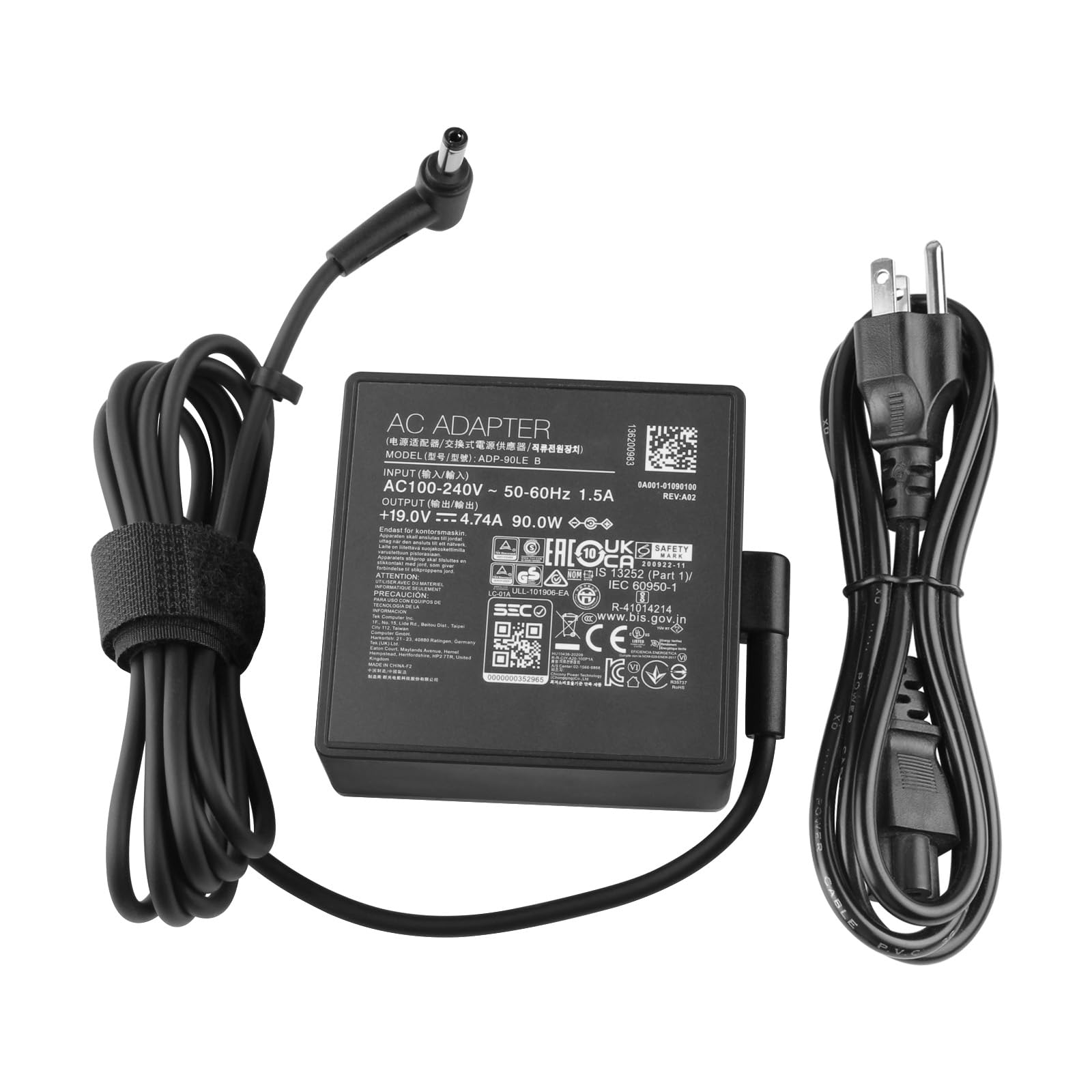 Vhbw Alimentatore 65W Per Notebook Asus A55N, A55V, A75, A7T, 19V/3.42A, Cavo 200cm, Nero