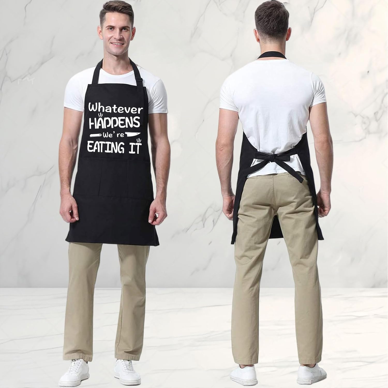 Funny Gifts for Men Women Him, Kitchen Aprons with Pockets Husband Gift Birthday Anniversary Father's Day Christmas - Image 3