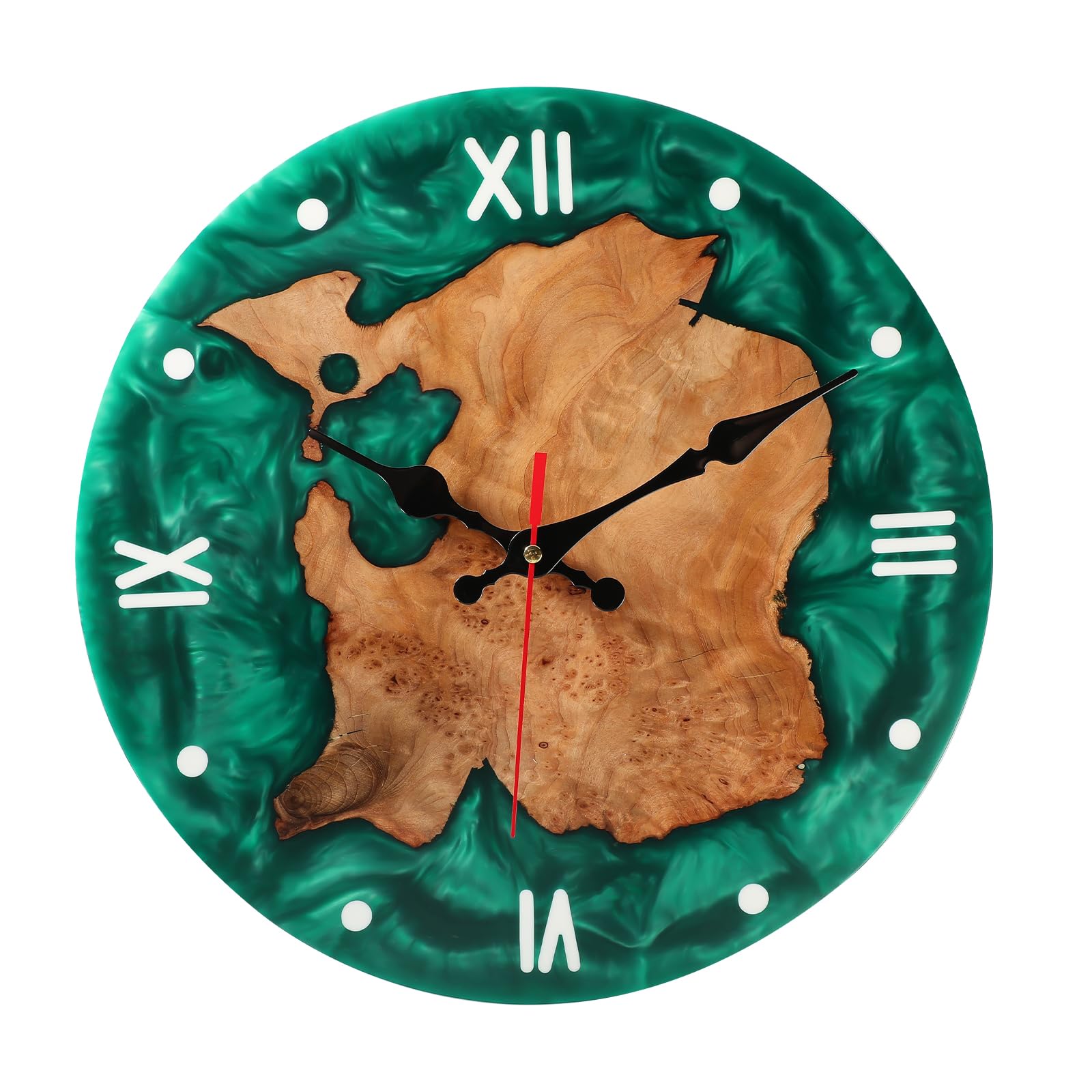 12 Inch Real Resin Wood Modern Wall Clock, Rustic Natural Wood Decorative Wall Clock, Clock for Bedroom Wall,The Beautiful Creative Clock for Living Room/Study/Office/Conference Room