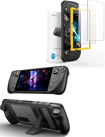 JSAUX PC0105 Steam Deck Case with Adjustable Angle Stand + 2-Pack Steam Deck Screen Protector