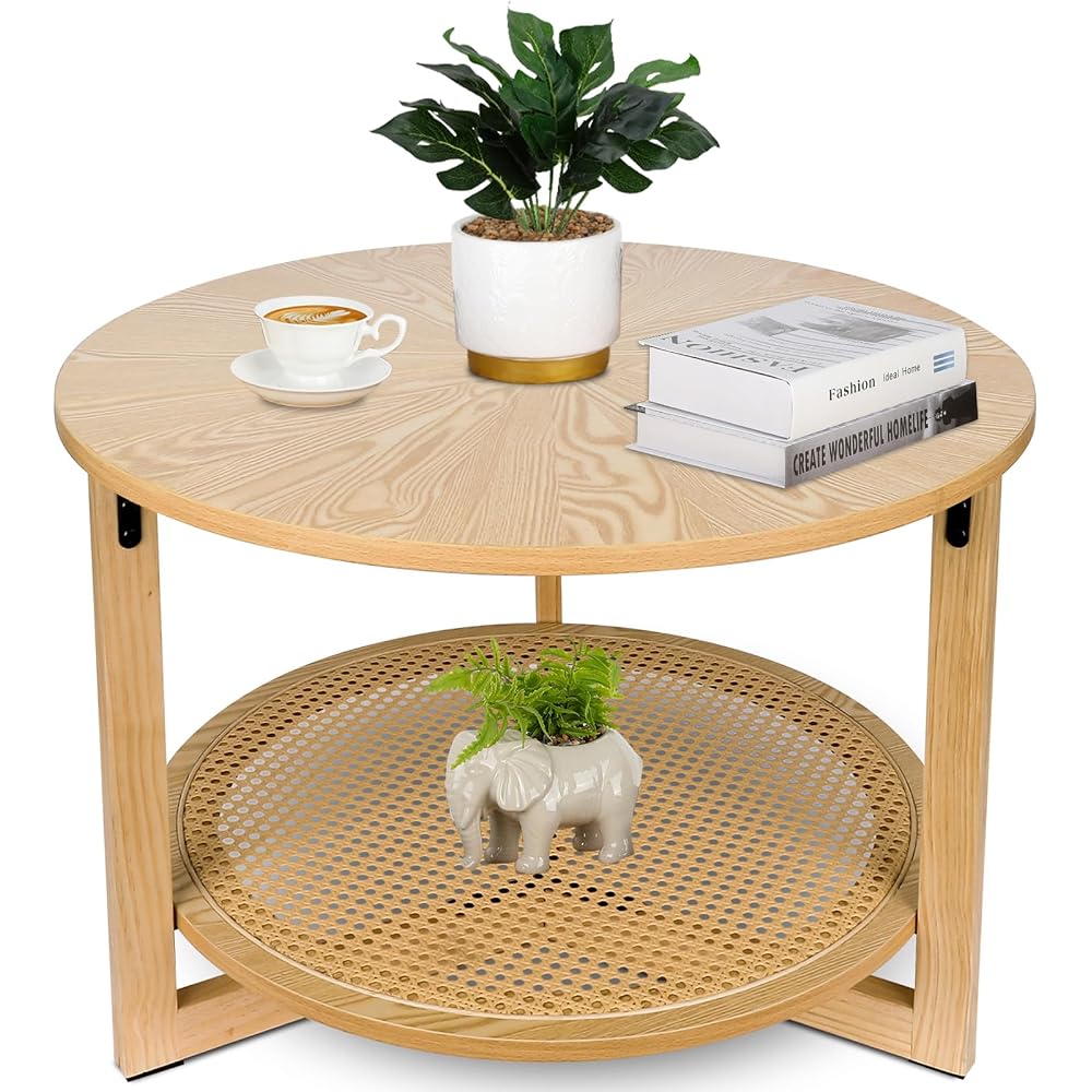 $13/mo - Finance ZYBT Rattan Coffee Tables for Living Room, Small Coffee Table for Small Spaces ...