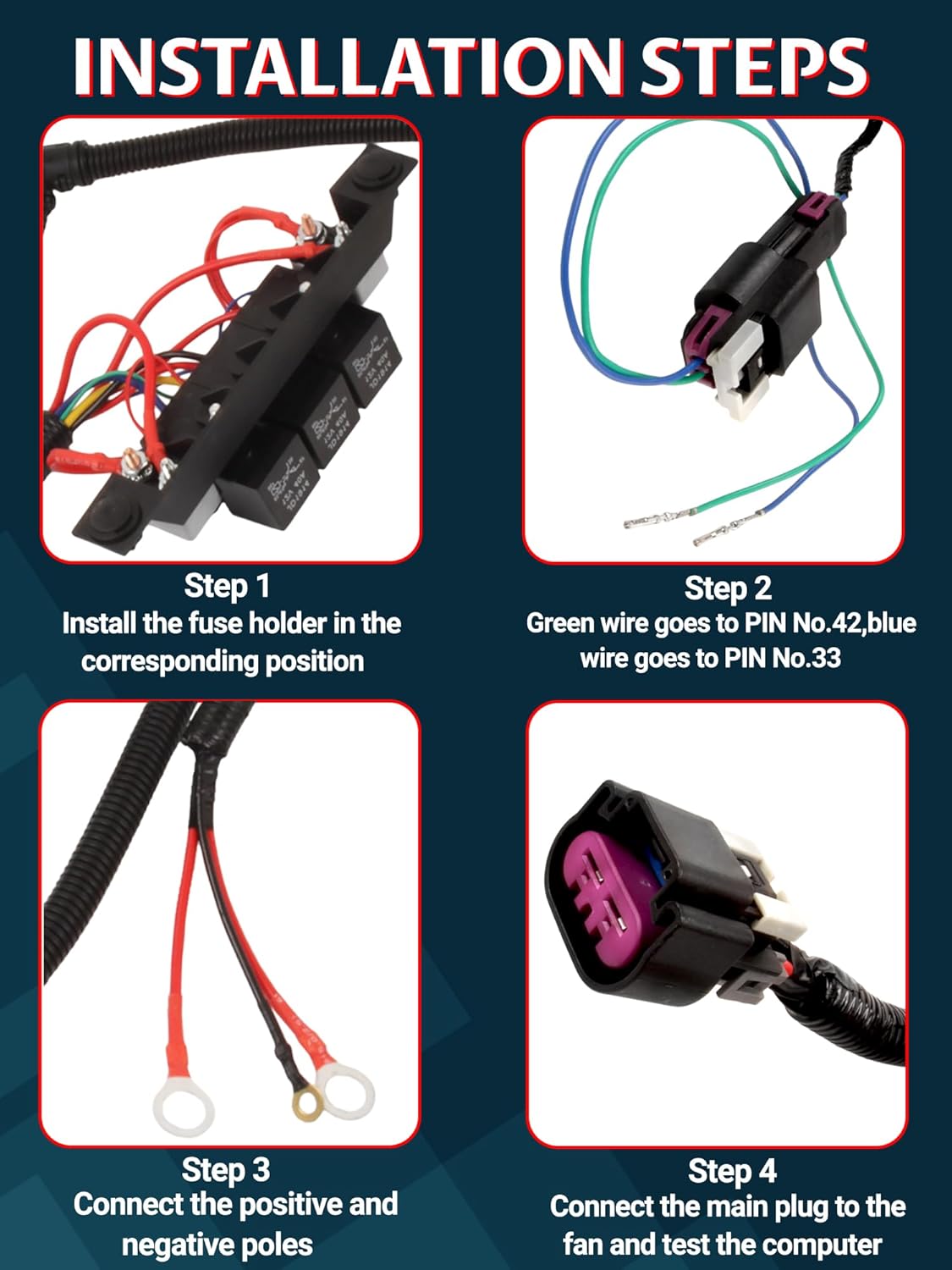 674-00923 Dual Speed Electric Fan Control Wiring Harness Kit Compatible with Silverado Avalanche Suburban Tahoe Sierra Yukon Stand Alone Electric Fan Harness