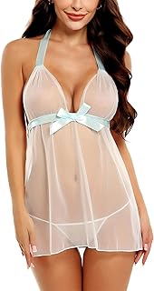 Avidlove Lingerie for Women Lace Babydoll Chemise Negligees Sexy Exotic Nightgowns Halter Nighties Sheer