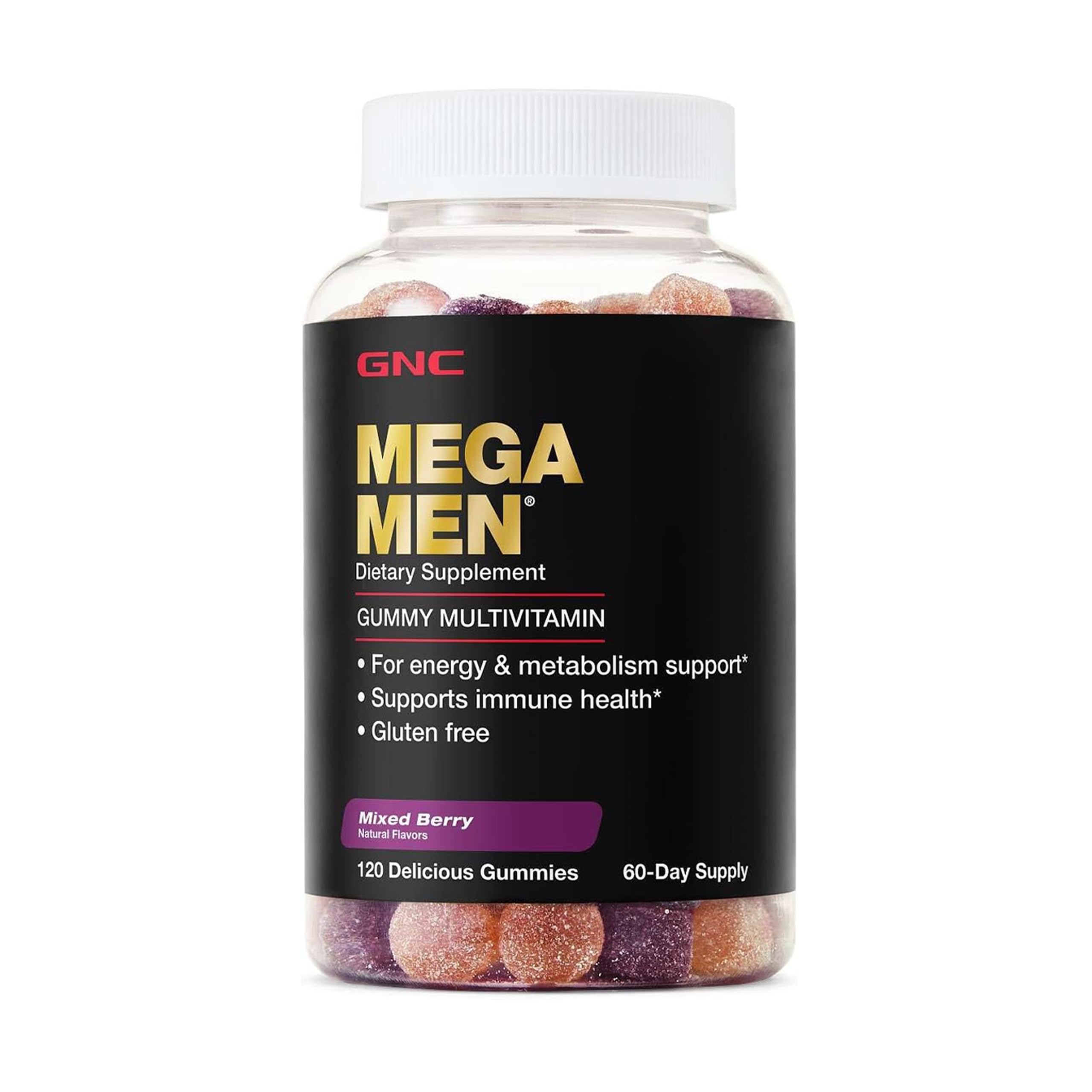 GNC Mega Men Multivitamin Gummy for Men, Mixed Berry, 120 Count 120 Count (Pack of 1)