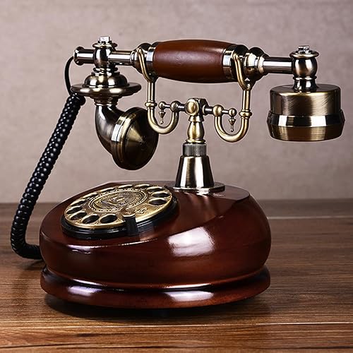 Teléfono fijo retro, teléfono antiguo de marcación giratoria, teléfonos de decoración vintage, teléfono de escritorio con cable de moda antigua con