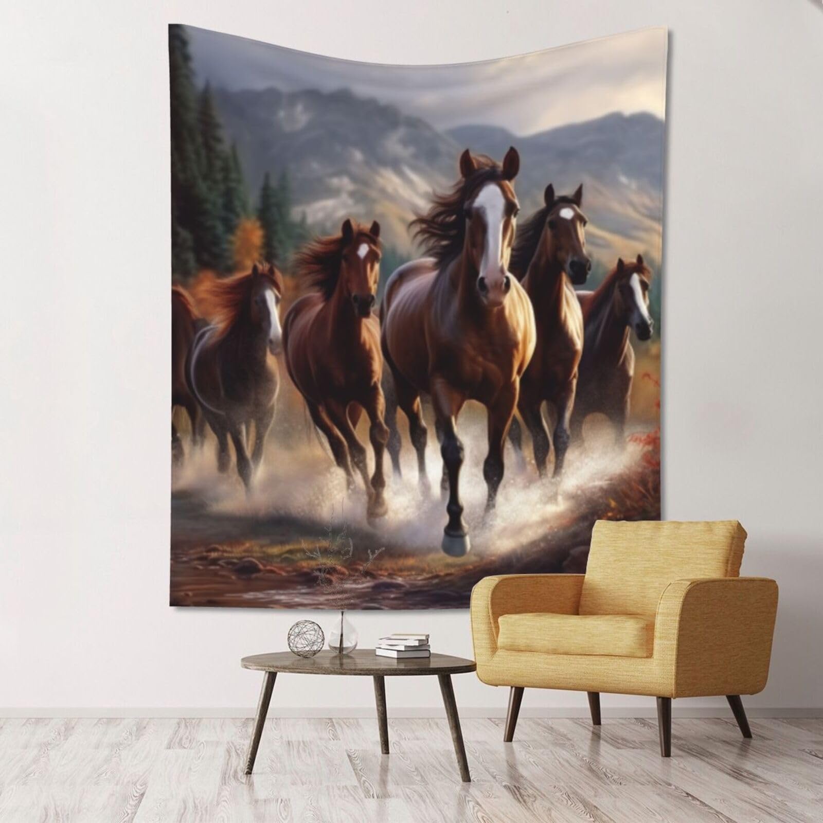 XOPEKVLAWM Tapestry Wall Hanging for Bedroom Aesthetic Wall Mural Tapestries 152x130 cm Art Backdrop Horses Tapestries Landscape Poster Tapestry for Living Room Dorm Office Home Decor