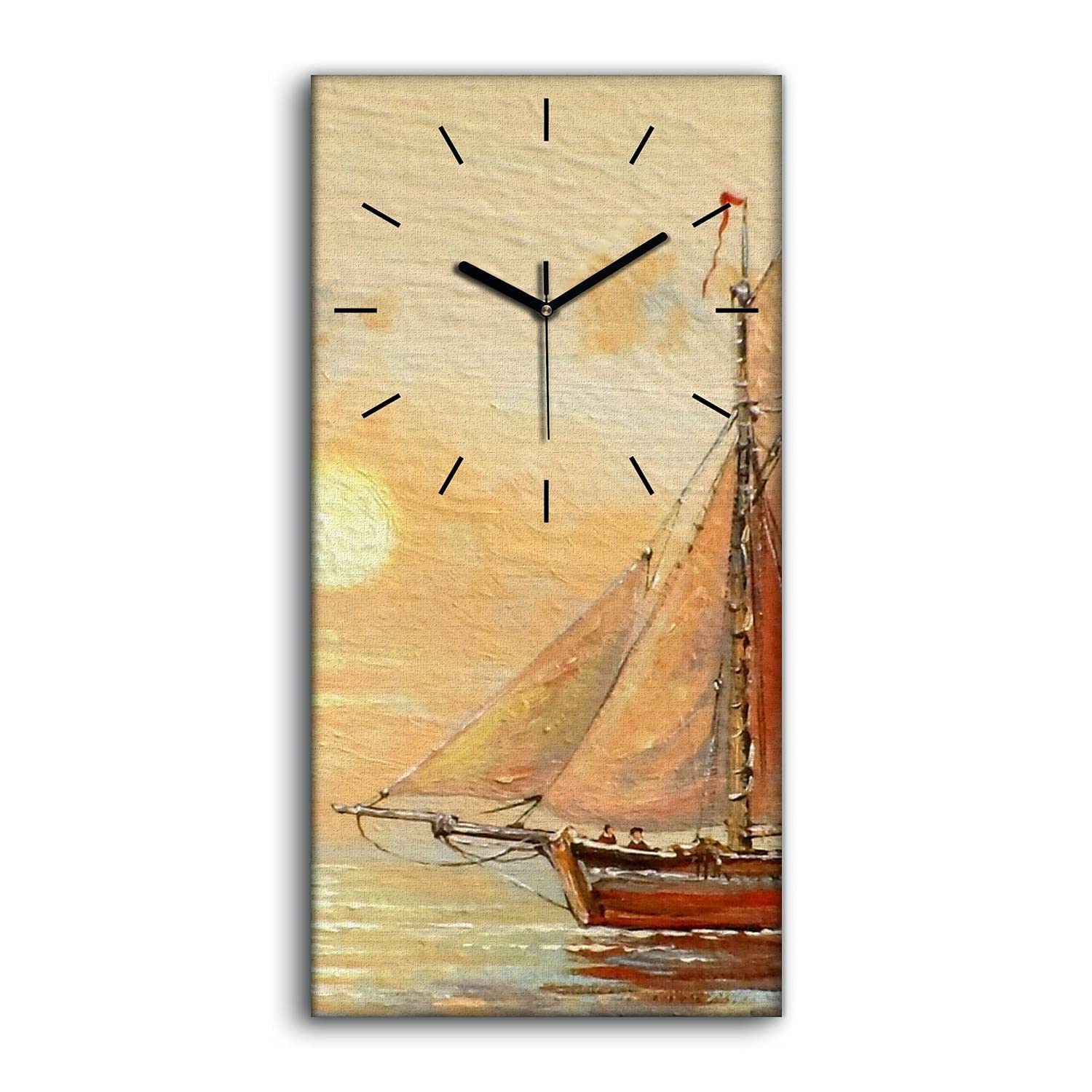 Horloge sur toile silencieuse pour chambre et salon déco mer 30x60