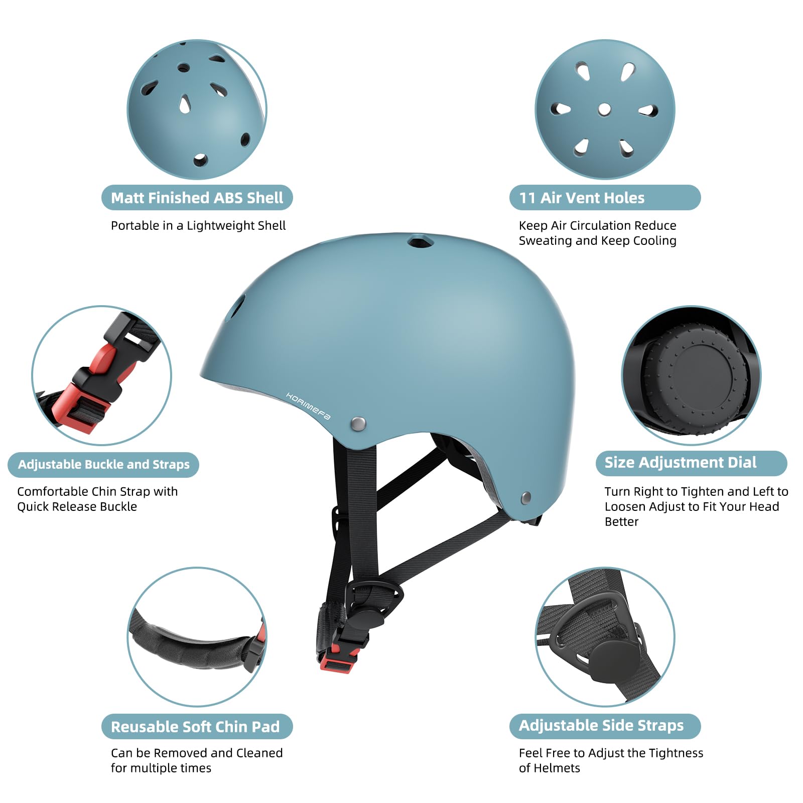 KORIMEFA Casco da Bici per Bambini Casco Protettivo Ideale per Bambini Leggero ma più Sicuro Anche per Skateboard, Monopattino, Pattini a Rotelle per 3-13 Anni Ragazzi Donna