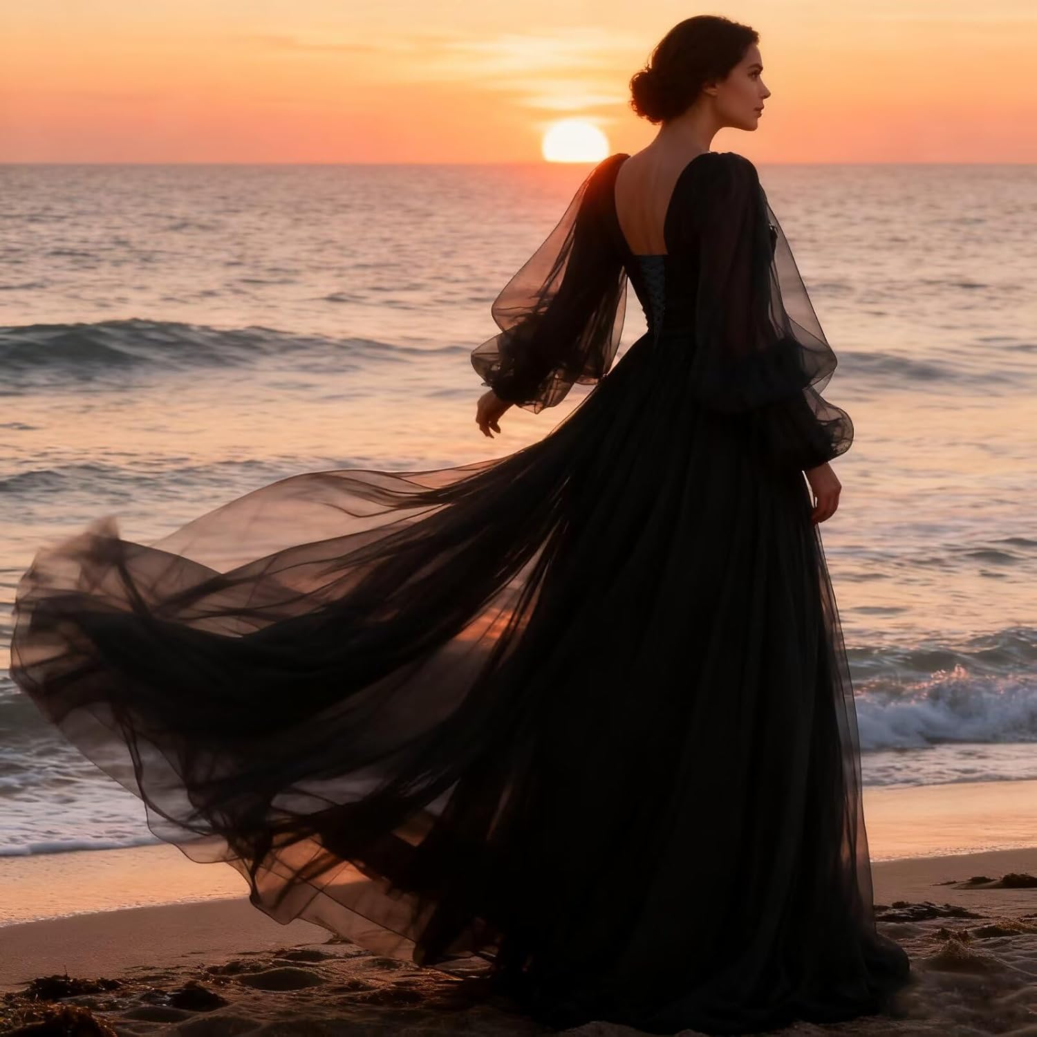 Puffy Sleeve Prom Dress Tulle Ball Gown Slit Formal Evening Gowns Lace Sweetheart Princess Wedding Dresses - Image 3