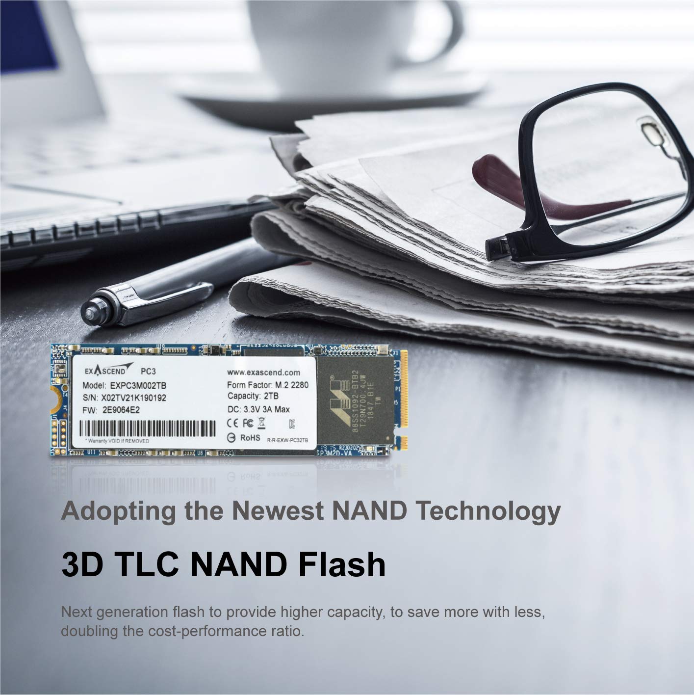 Amazon | Exascend EXPC3 4TB PCIe M.2 2280 Gen 3x4 NVMe 3D