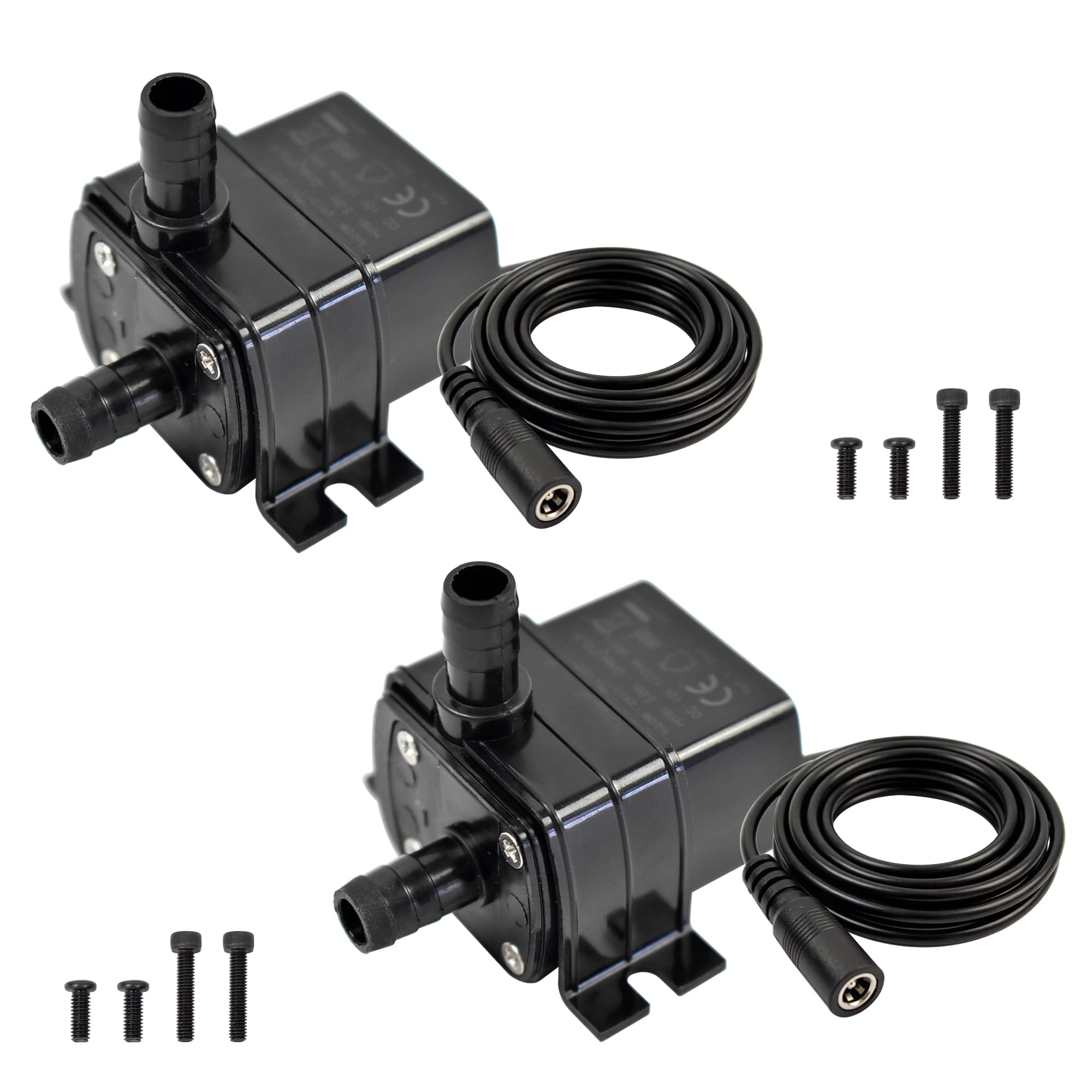 CONQUERALL 2PCS Solar Fountain Pump DC 12V 63GPH 9.8ft 4.8W Submersible Pump for Small Garden Pond Landscape