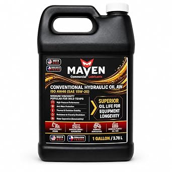 Maven Industrial Anti-Wear Hydraulic Oil ISO 46, Mineral-Based, Premium Performance for Construction, Manufacturing, Agriculture Equipment, 1 Pound ISO 46, 1 Gallon