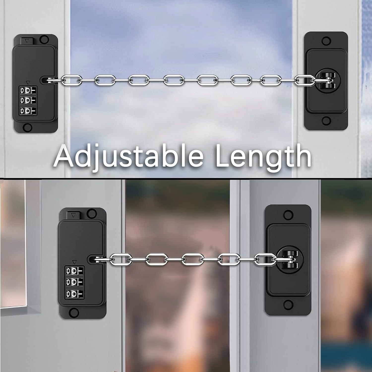 Child Proof Door Lock (2 Pack), Door Locks for Kids safety & Window Locks, for Fridge Lock, Cabinet Locks, Cat Door Latch and Baby Proofing, Strong non-marking Adhesive No Drilling (Black)