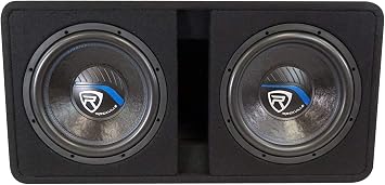 Rockville DV12K52 Dual 12 K5 Car Subwoofers with Vented Enclosure Box | 2800W Peak/700W RMS, 2 Ohm, CEA Compliant, 50oz Magnet, OFC Voice Coil, Cast Iron Basket, Tuned 35Hz, 15 Degree Angle