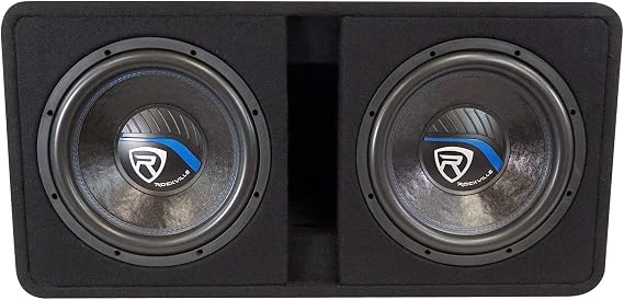 Rockville DV12K52 Dual 12 K5 Car Subwoofers with Vented Enclosure Box | 2800W Peak/700W RMS, 2 Ohm, CEA Compliant, 50oz Magnet, OFC Voice Coil, Cast Iron Basket, Tuned 35Hz, 15 Degree Angle