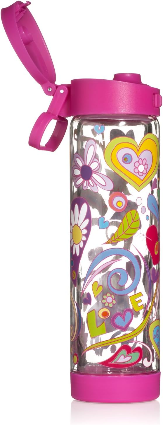 Glasstic Designed Shatterproof Glass Water Bottle - 16oz - Double Walled - Flip Cap Sports Water Bottle