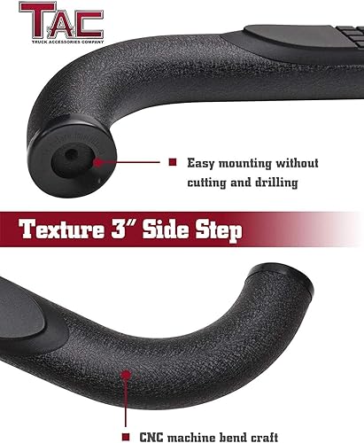 Miniatura 5 de TAC - Estribos laterales para Chevy SilveradoGMC Sierra 2001-2018 1500 y 2001-2019 25003500 Crew Cab (excluye CK Classic), barras laterales de 3