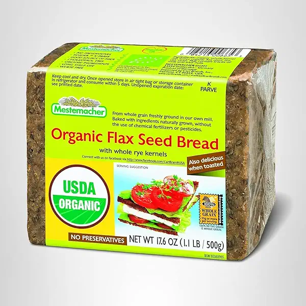 Mestemacher Organic German Bread - Flax Seed (17.6 ounce) 2