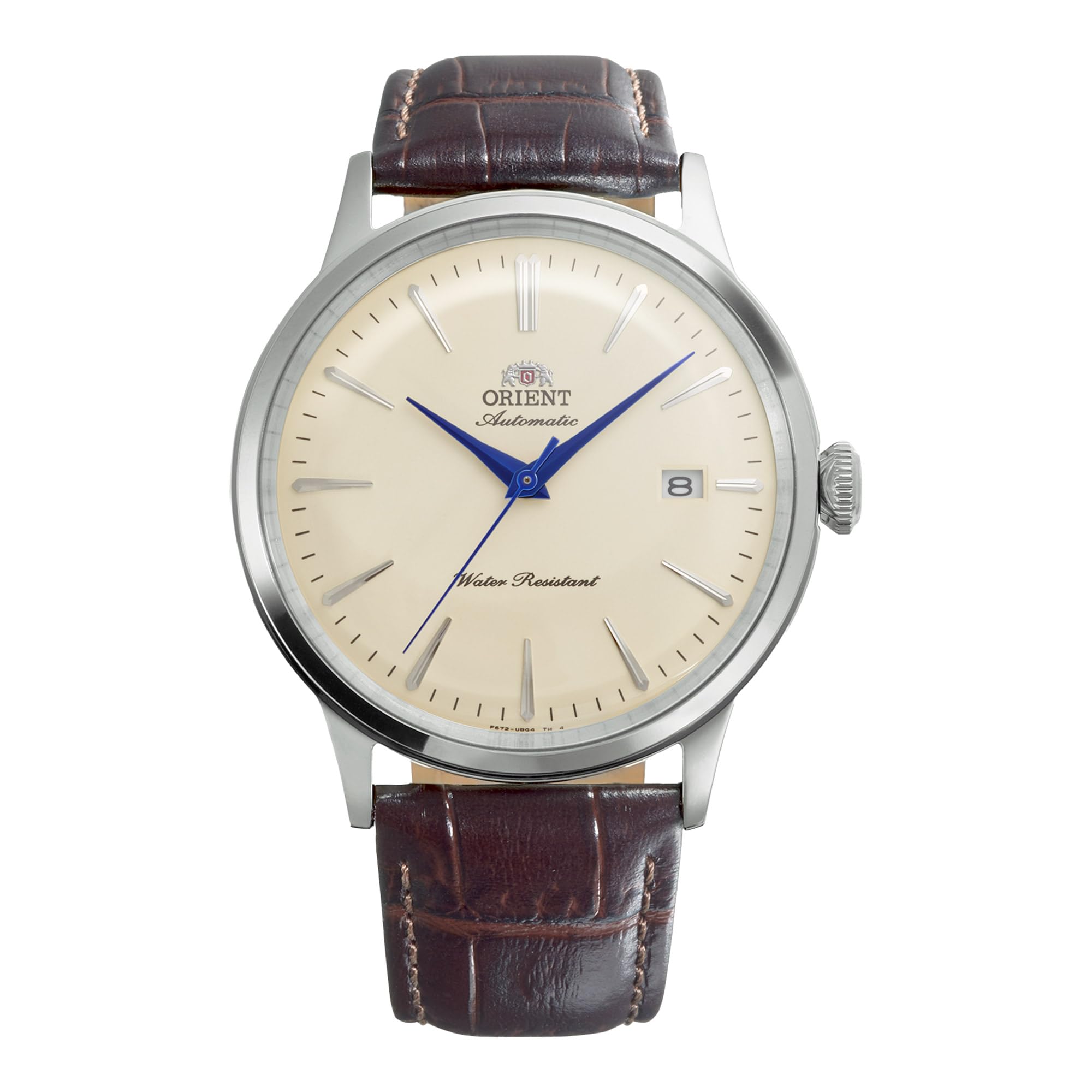 Orient Classic Bambino Classic Automatic and Mechanical Manual Charging Men's Watch with Brown Leather Strap, Stainless Steel Case, Yellow Analog Dial – RA-AC0033Y