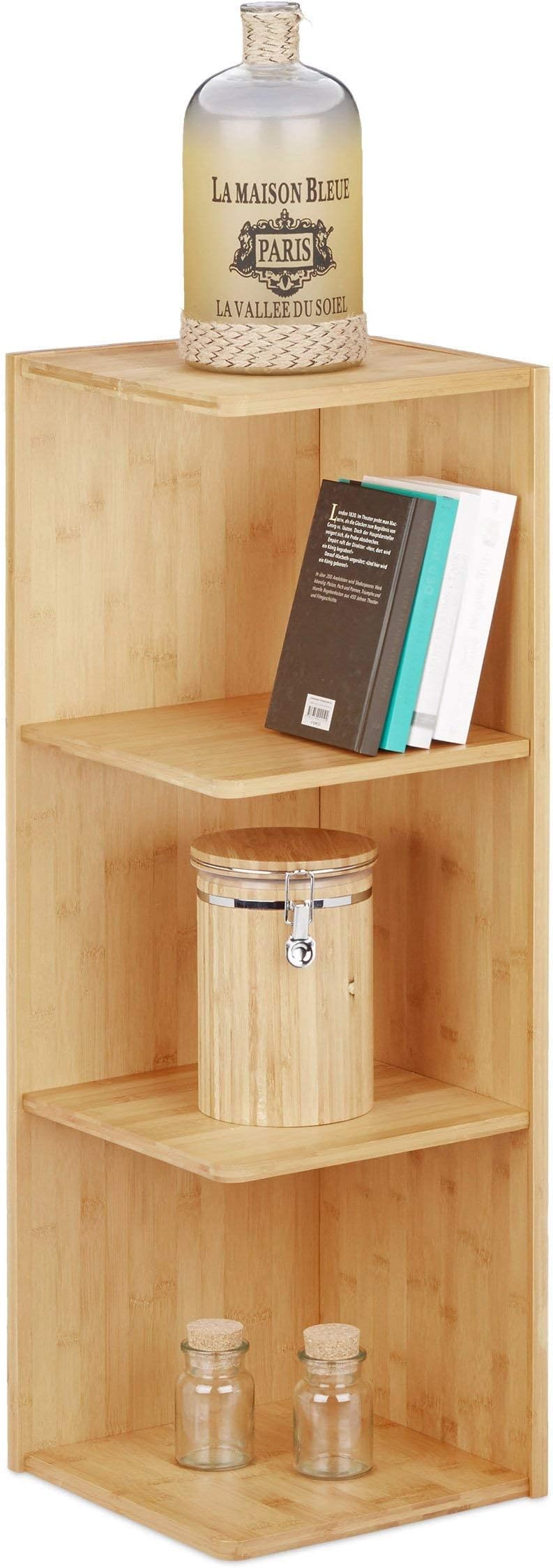 Scaffale Angolo In Bambù Naturale - 4 Ripiani Salvaspazio | Ideale Per Bagno, Cucina E Soggiorno - Foto 10