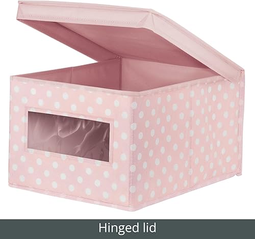 Miniatura 5 de mDesign Organizador grande de tela apilable y suave con ventana frontal y tapa para dormitorio de niñosniños, sala de juegos, aula, color rosa