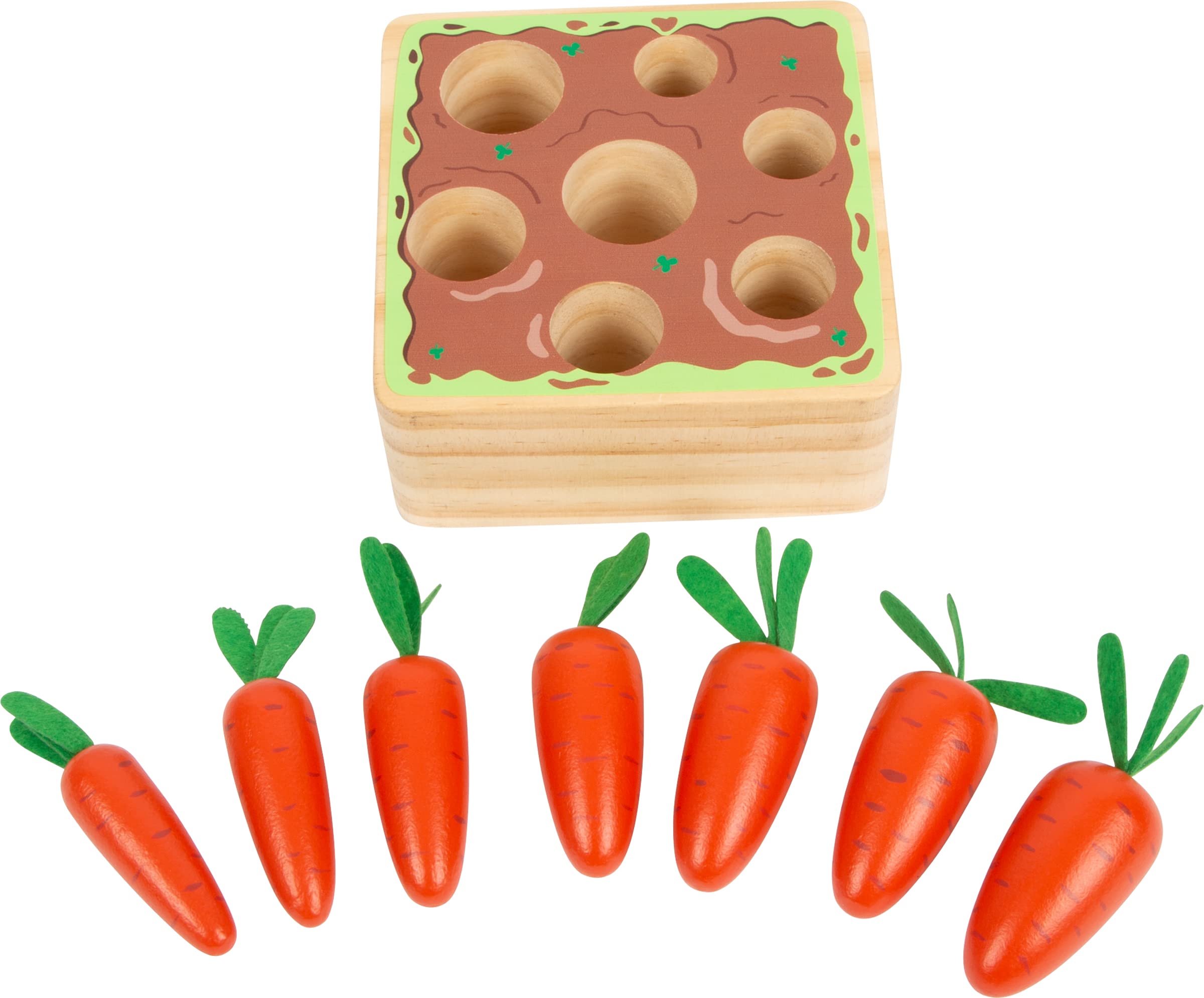 Small Foot 12212 Wooden Carrots Insert Game, with 7 geometric shapes, trains motor skills, for kids aged 12+ months - Image 3