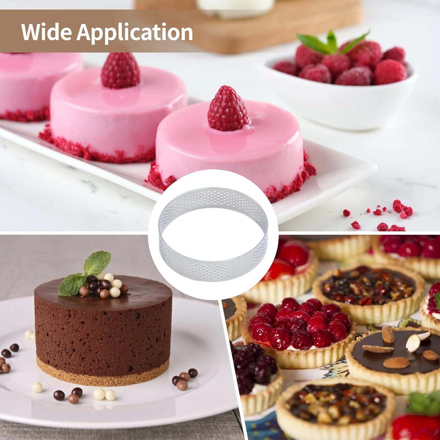 20 Pcs Stainless Steel Perforated Tart Rings, Non-Stick Baking Molds, Easy Release Pie Crust Rings, For Tarts, Cakes, Mousse, 3.15 In/8 Cm Diameter