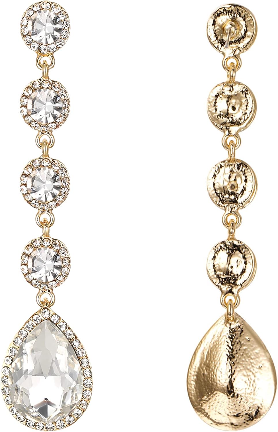 BriLove Women's Elegant Wedding Bridal Crystal Beaded Teardrop Chandelier Dangle Earrings - Image 4