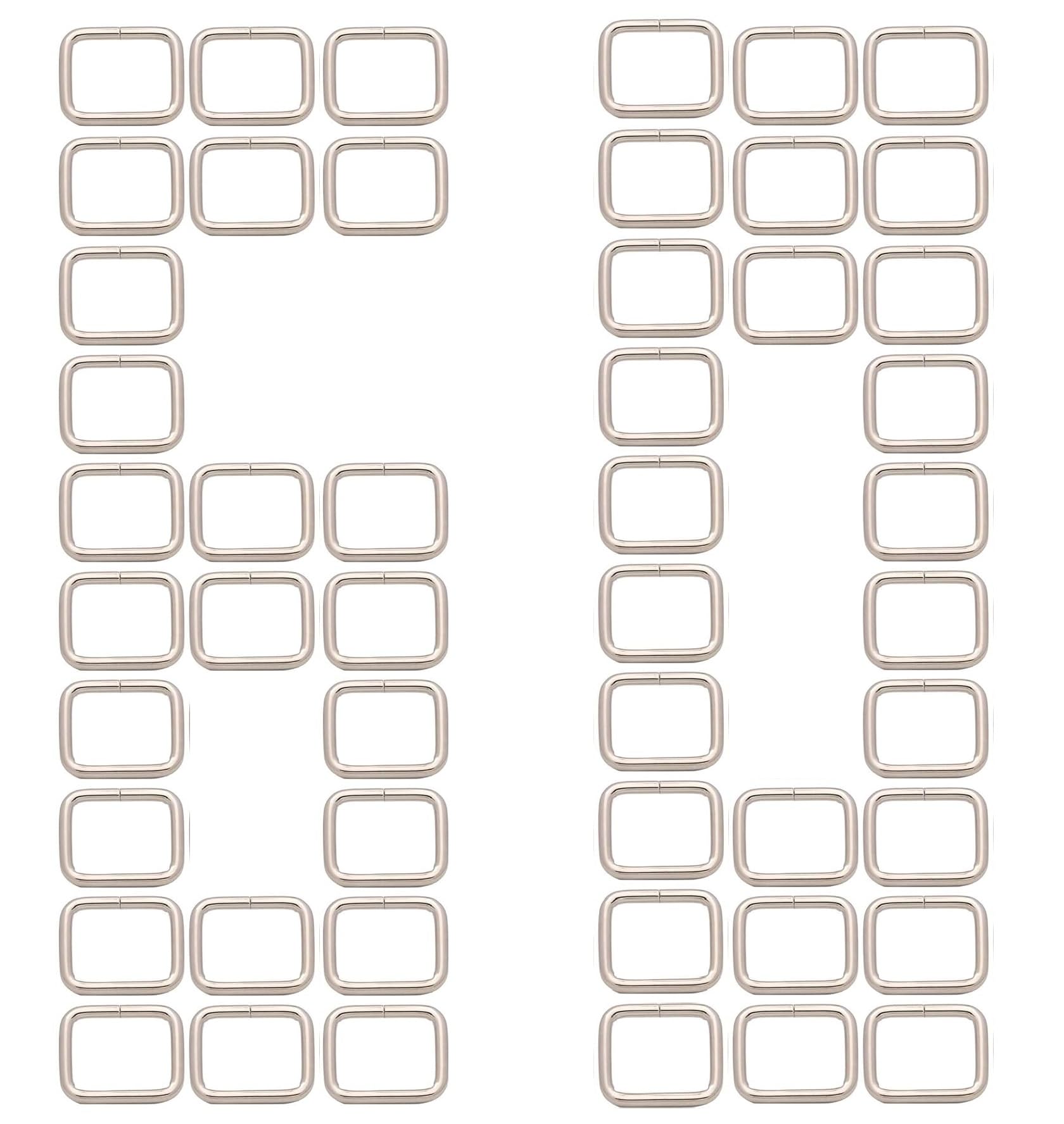 Metal Ring Buckle Set of 60 Pcs Heavy Duty Rectangle Bag Making Buckles Purse Snap Hook Metal Loop Ring Webbing Belts Buckle for Handbag Strap Harness Diy Accessories (1”inch / 25mm) Silver