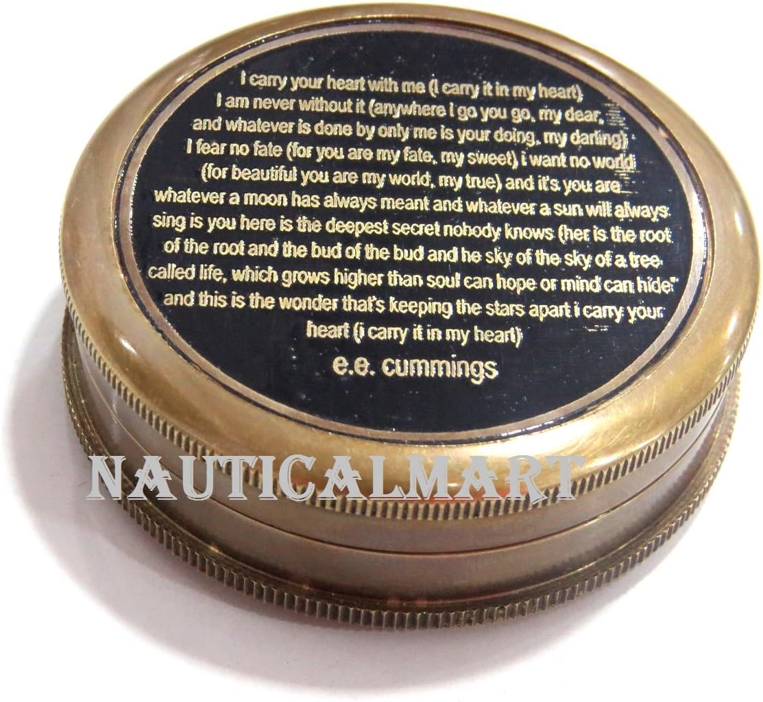 NauticalMart I Carry Your Heart Romantic Poem Compass