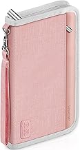 Travel Wallet, Family Passport Holder, RFID Blocking Travel Accessories Document Organiser for Tickets, Cards, Cash, Pen, Key, Waterproof Cover Holiday Essentials Case for Man & Woman, Pink