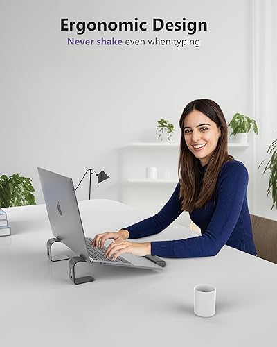 Miniatura 4 de Soporte de aluminio para laptop, soporte para portátil con reposamuñecas, soporte ergonómico desmontable para laptop, soporte de computadora
