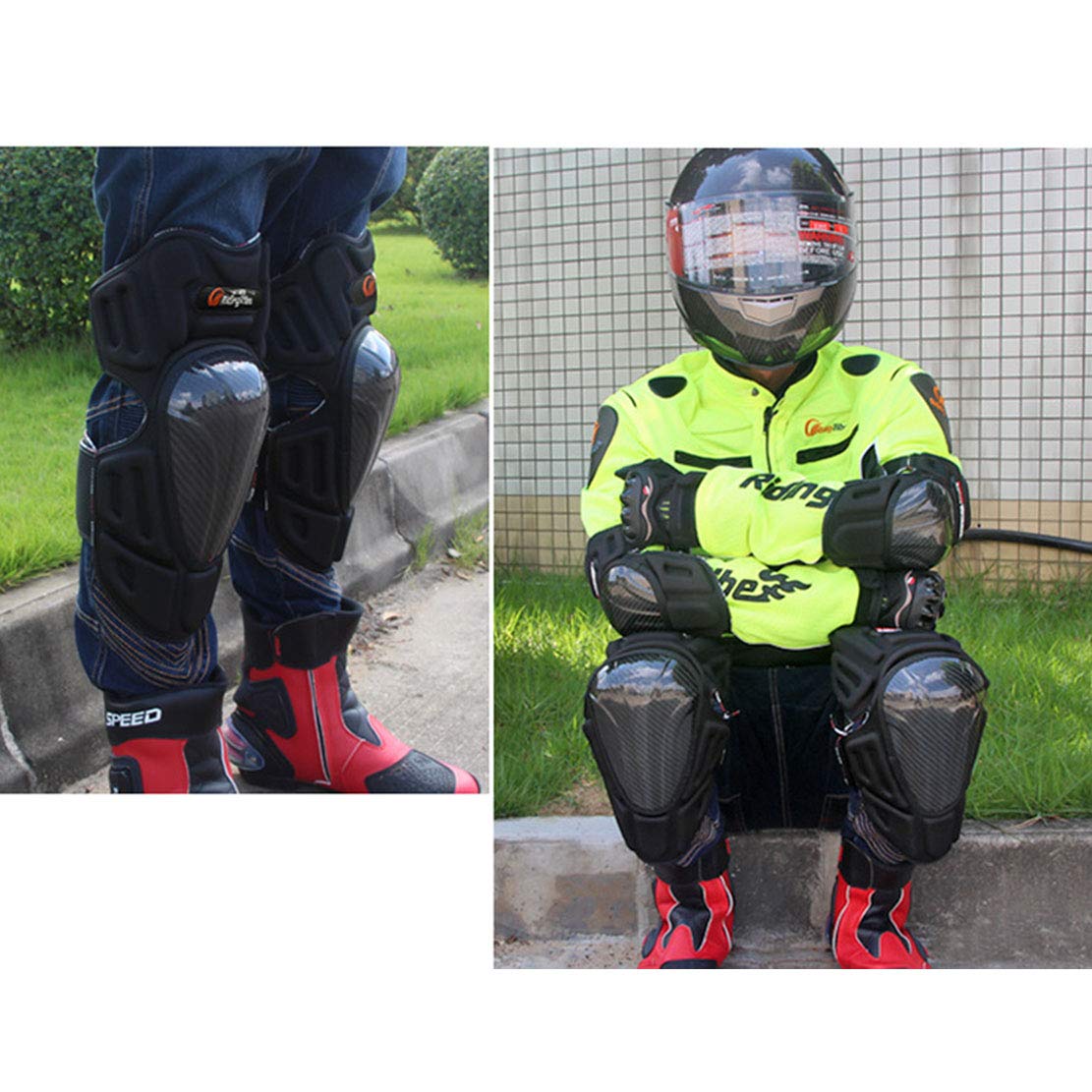 Protections Genoux & Coudes Moto - Coque ABS - Réglables - Pour Moto, Vélo, Skate, Roller - Confort & Sécurité Renforcés - 7