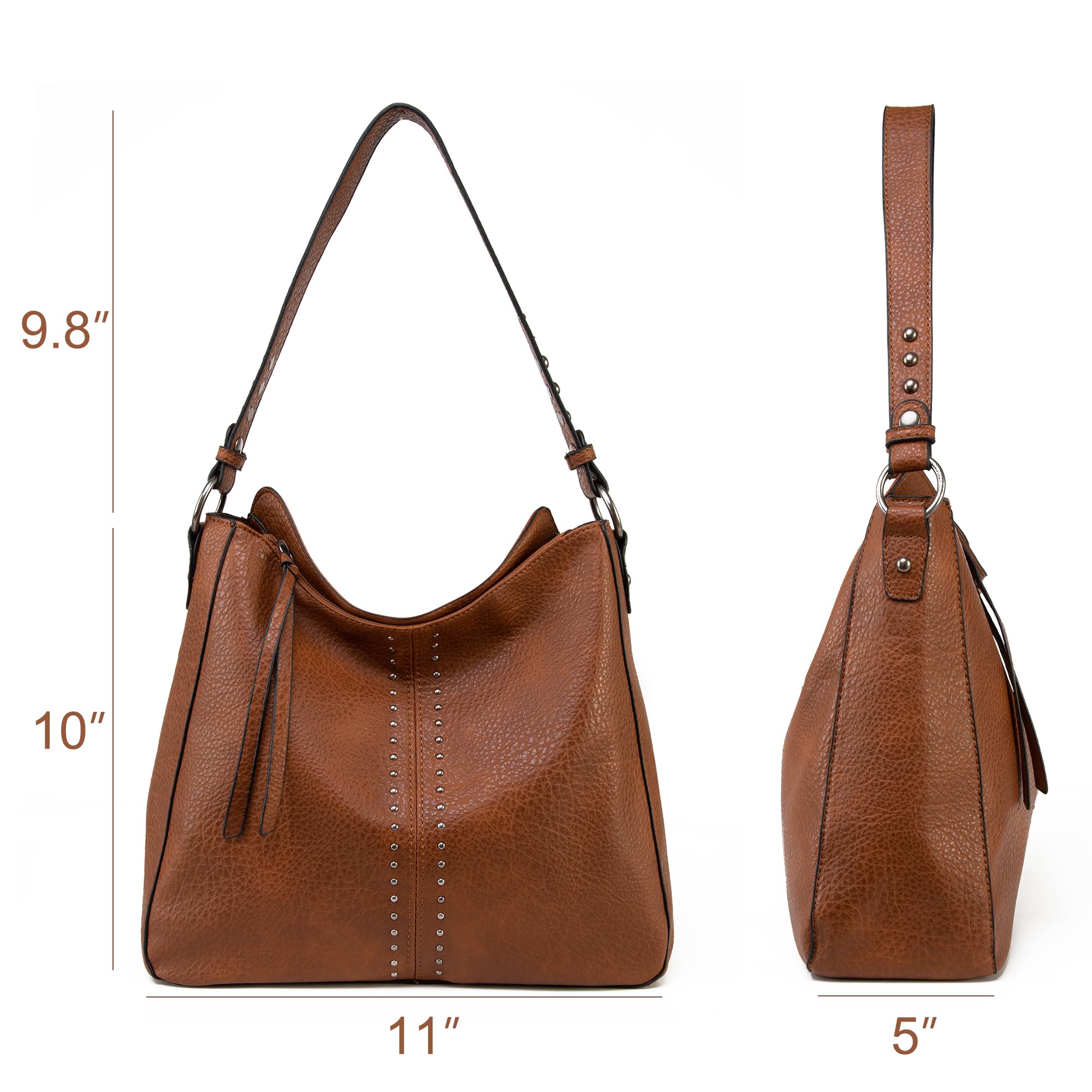 Montana West Medium Hobo Bags for Women Top Handle Satchel Shoulder Purse Bucket Handbag: Guitar Strap-brown
