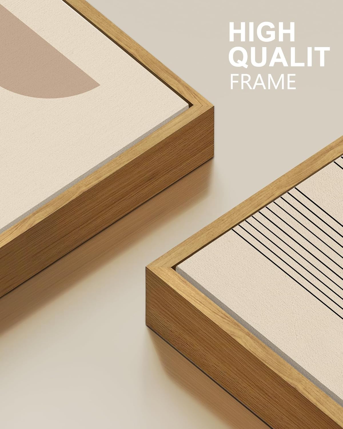 Drsoum 16x24in Green Botanical Boho Wall Decor Framed Modern Sage Bohemian Wall Art Abstract Geometry Canvas Prints Ready to Hang Brown Framed