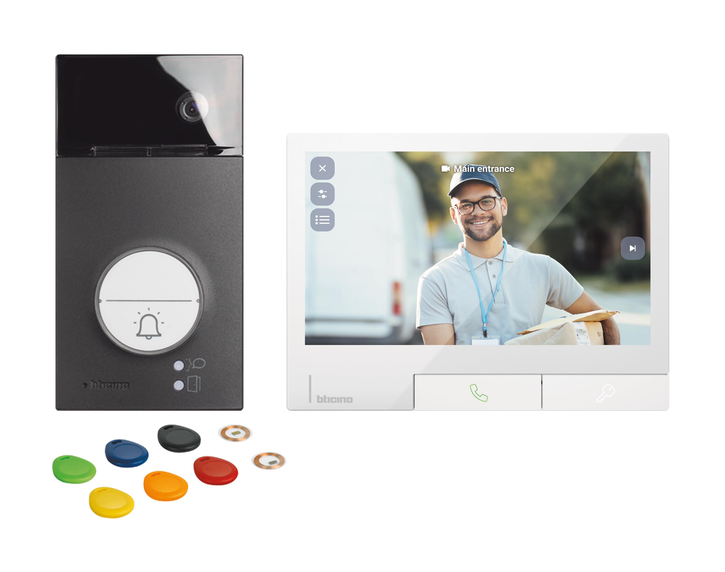 Bticino Weiß Classe300x Video Türsprechanlage Set Mit Linea3000 | Wlan 6,7" Touchscreen Monitor, 2-Draht Bus, Transponder, Weitwinkelkamera, Smart Home Video Sprechanlage, Farbe: Light,363942