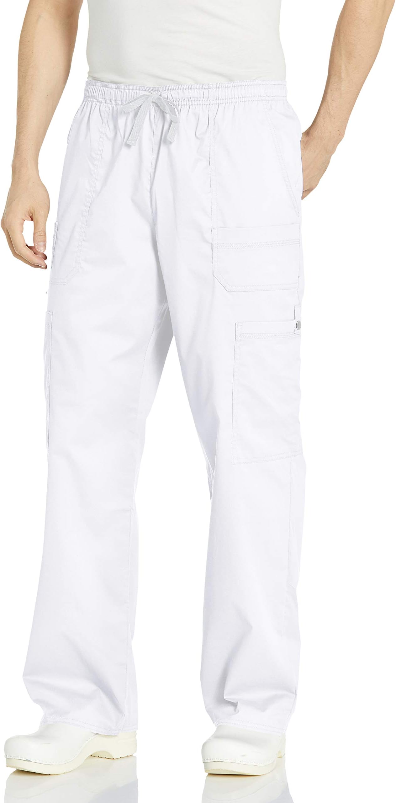 Men's GenFlex Utility Drawstring Cargo Scrubs Pant - White - Large