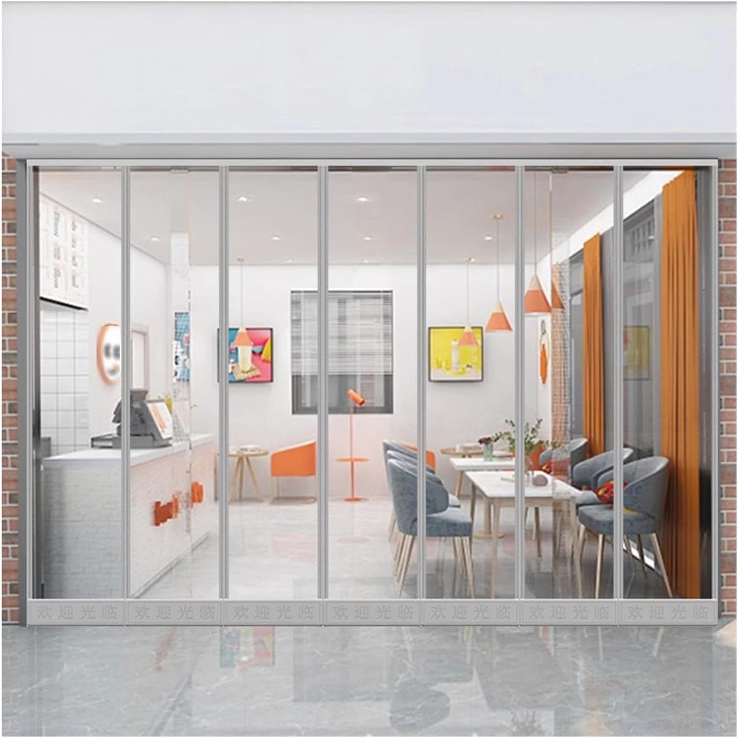 Rideau de porte à lanières en PVC transparent robuste 2.6m