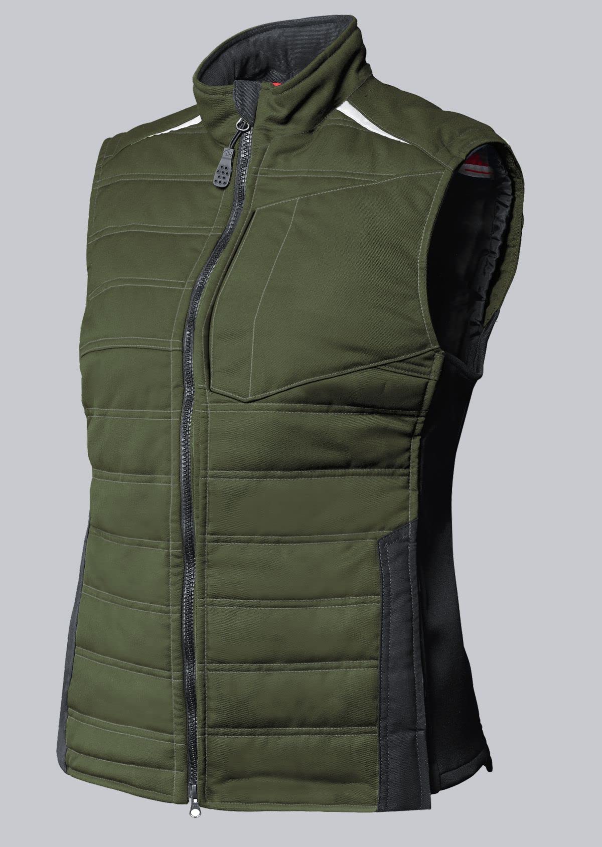 BP 2434-820-5381 Bib & Brace, Stretch Braces With Clip Fastenings, 320,00 G/M², Dark Grey/Red, Size 37/38N