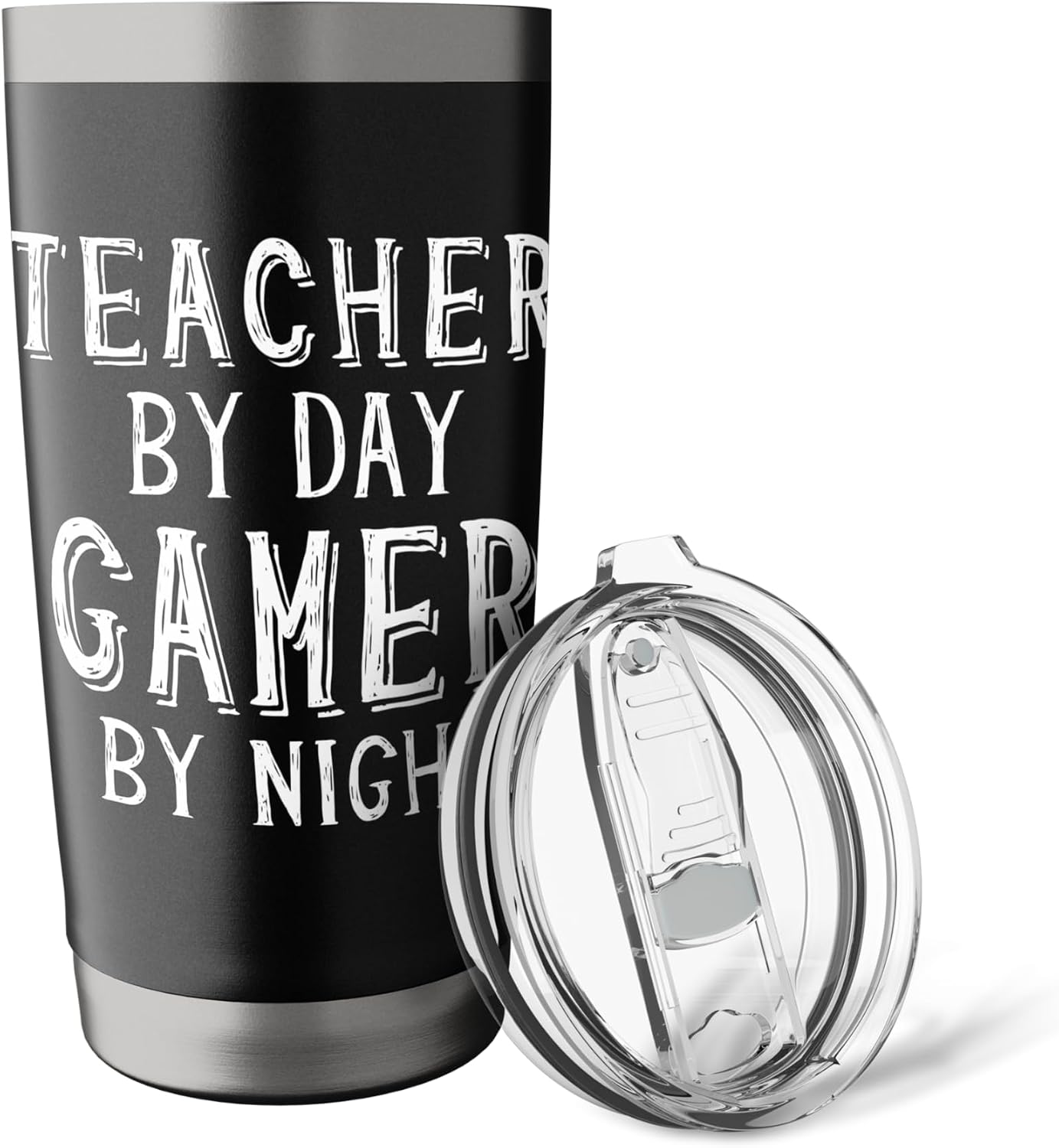 Teacher By Day Gamer By Night Funny School Gaming Teacher Stainless Steel Insulated Tumbler image 5