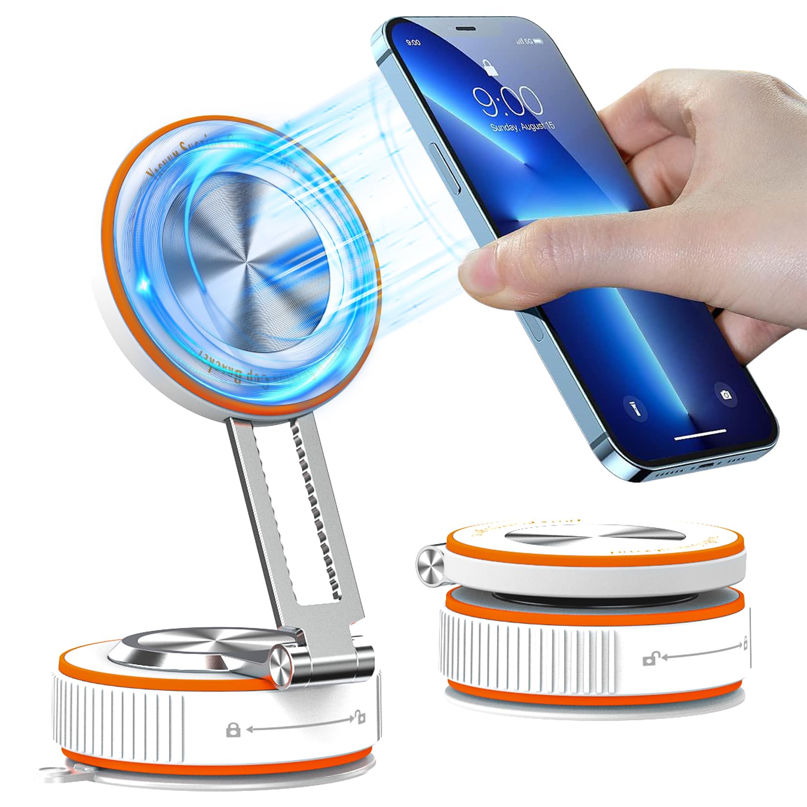 Gaomoeny Supporto Telefono Auto Magnetico, Porta Cellulare Auto Magnetico, Portatelefono da Automobile, Porta Telefono per MagSafe con ventosa girevole a 360° per iPhone 17 16 15 Pro Max (bianco)
