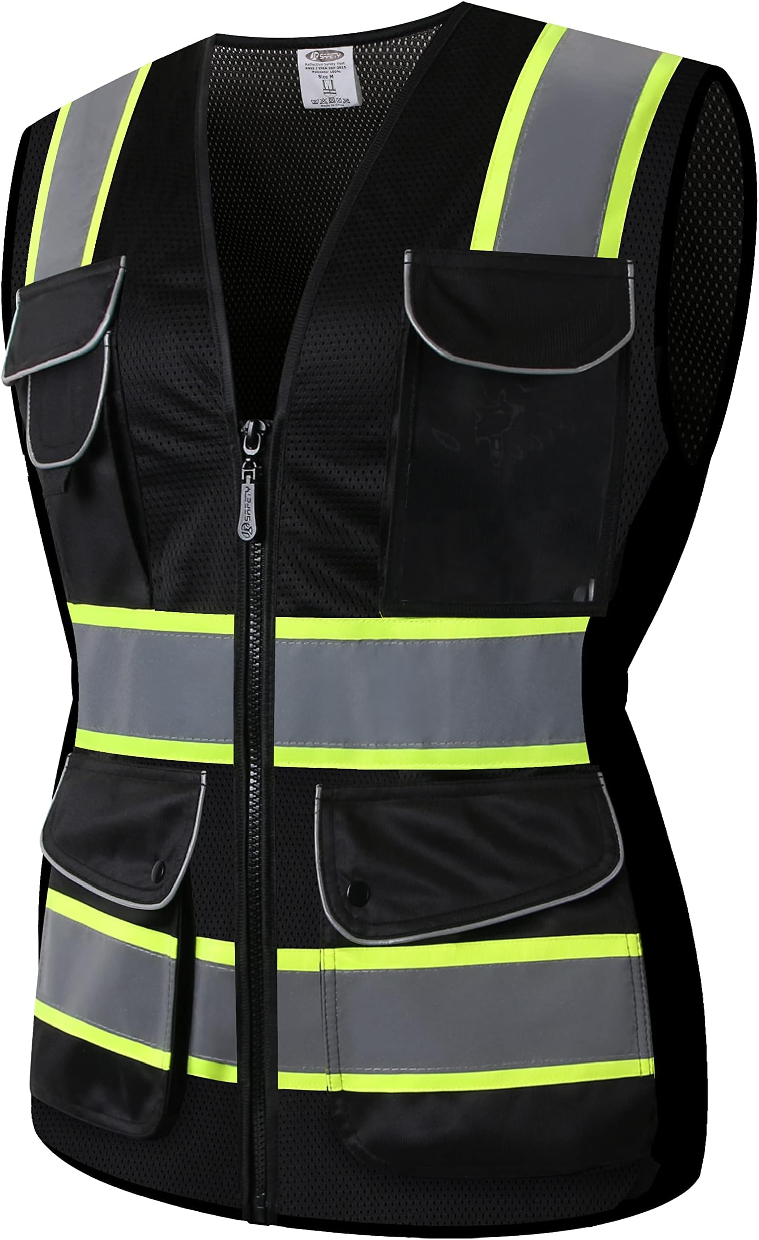 JKSafety Women Hi-Vis Reflective Safety Vest | Neon Color body Sewed Reflective Strips Breathable Lightweight ANSI Compliant