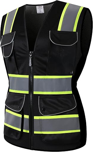 JKSafety Women Hi-Vis Reflective Safety Vest | Neon Color body Sewed Reflective Strips Breathable Lightweight