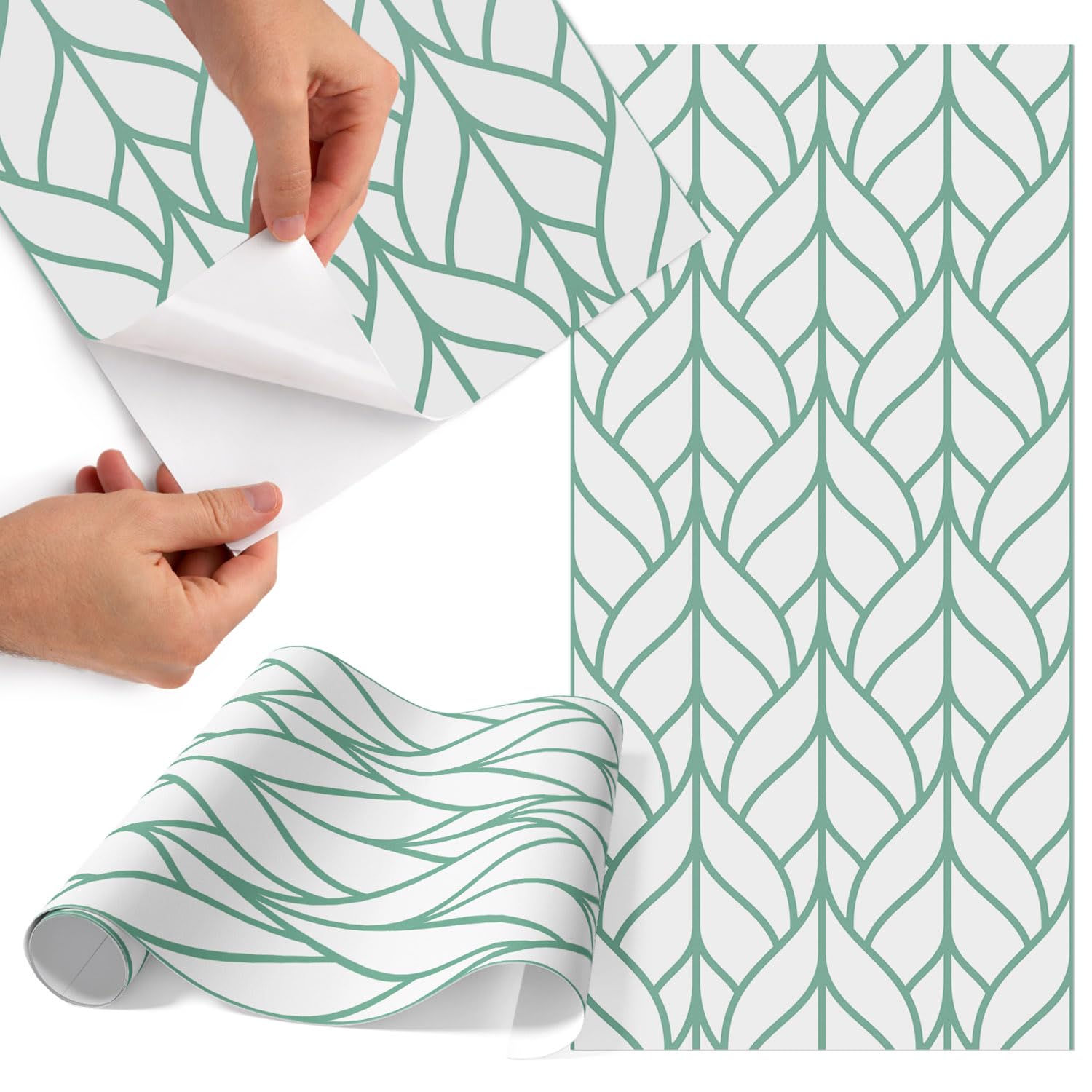 Sticker pour meuble 75x150 cm mat à motif de feuilles géométriques