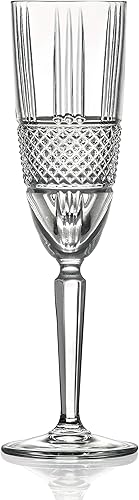 Miniatura 2 de Barski Flauta de tostado, champán, flautas, juego de 6 vasos de cristal de flauta, copas de brindis de boda, vidrio con diseño de borde grueso, 6