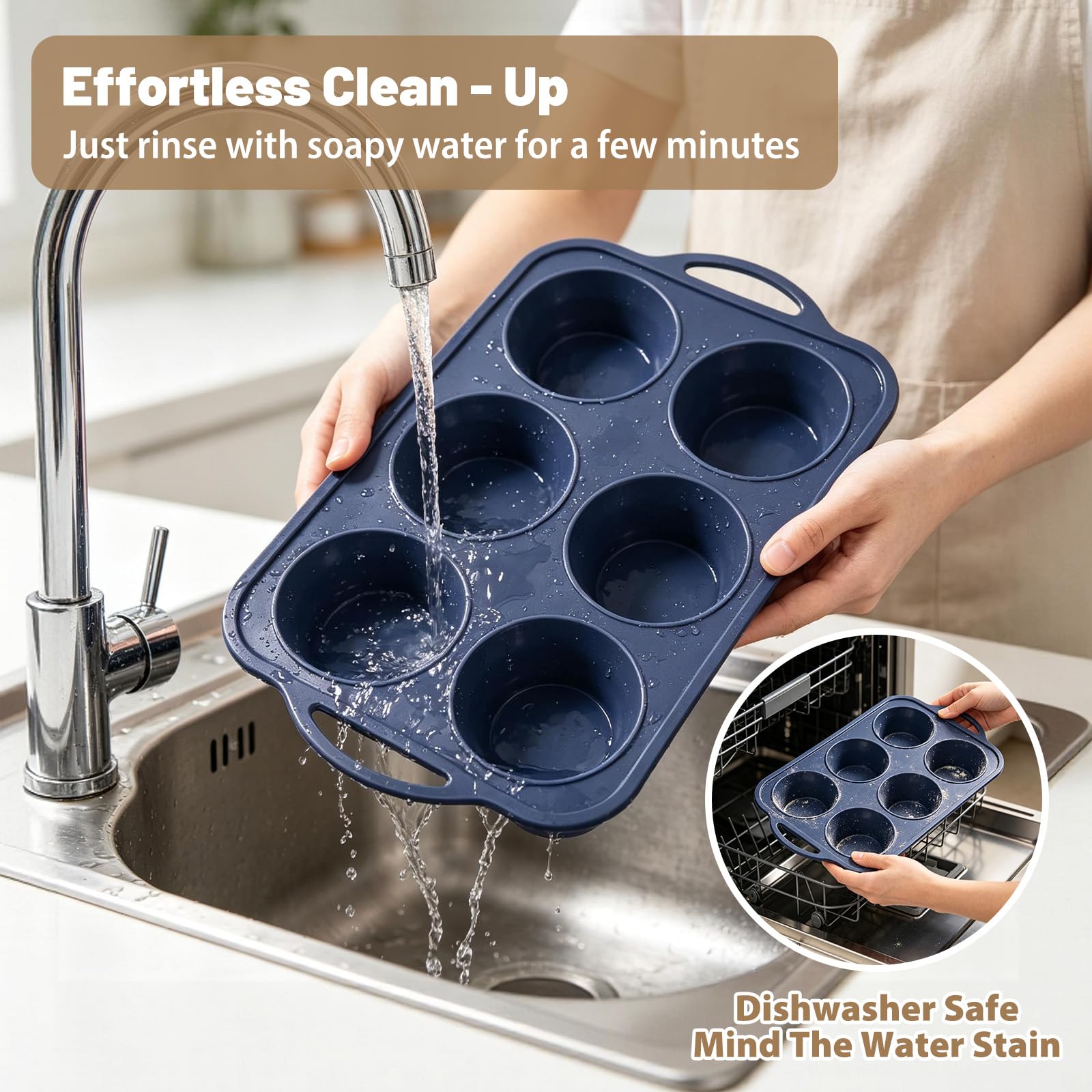 Jumbo Silicone Muffin Pan - Non Stick & Easy Release -6