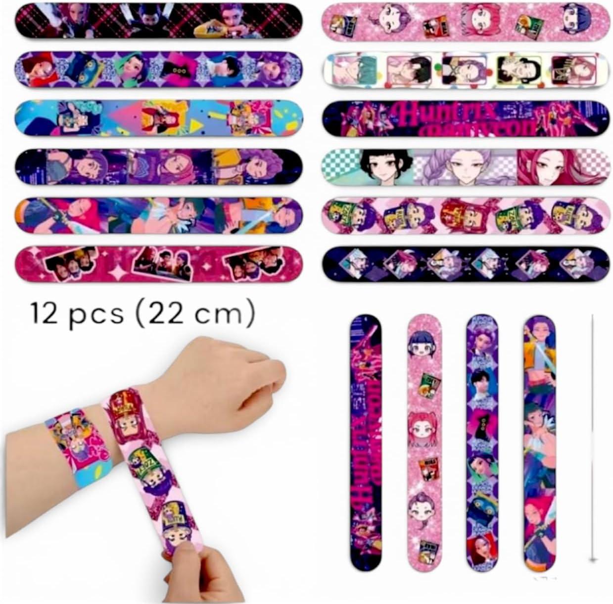 Party Favor Set with 12 Keychains, 12 Eyeglasses, 12 Snap Bracelets, 50 Stickers, Animated Character theme