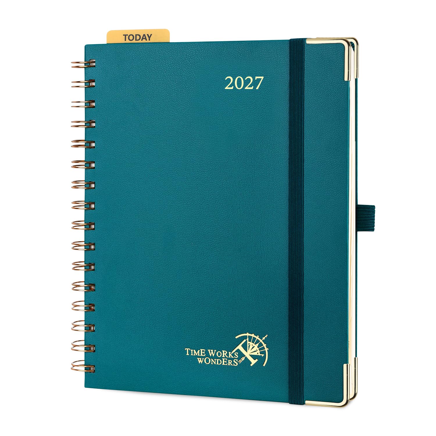POPRUN 2027 Diary A5 Week To View Golden Spiral Hardcover 27 Weekly Planner — image 1