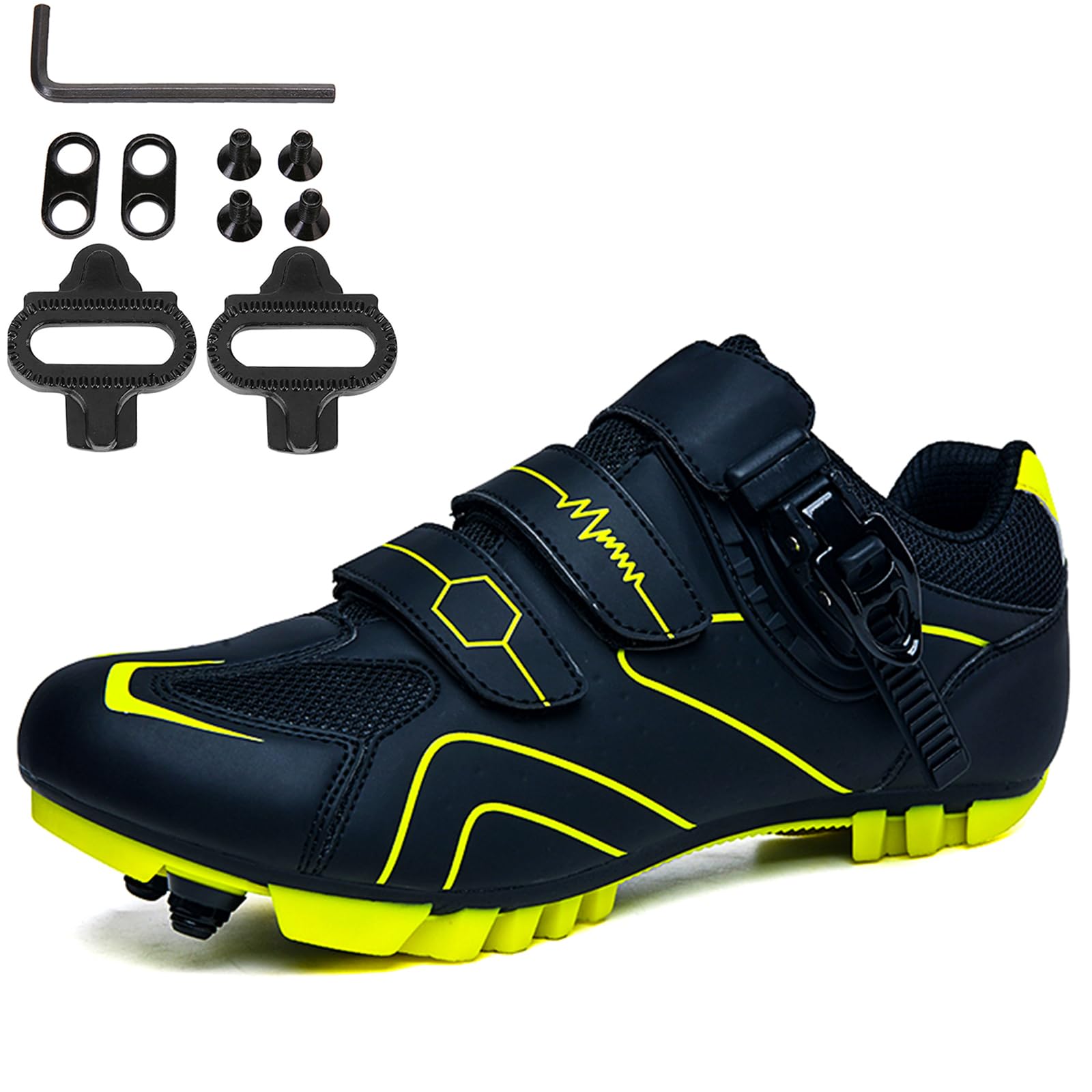 NGARY Zapatillas De Ciclismo Hombre Mujer, Zapatos Montaña Exterior MTB Compatibles con Shimano SPD 2 Pernos Pedales, Amortiguadoras Zapatos Bicicleta