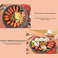 Vista 6 de Plancha eléctrica antiadherente sin humo barbacoa parrilla bandeja para hornear con control de temperatura ajustable fabricante con mango Asador